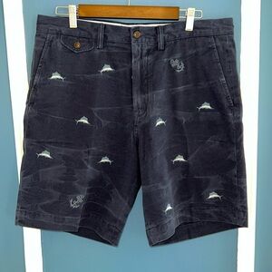 NWOT Polo Ralph Lauren Classic Fit Navy Shorts Embroidered Swordfish - Size 34